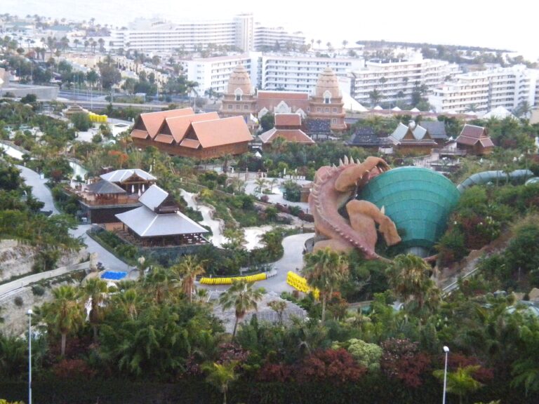 Overview of Siam Park waterpark, Tenerife
